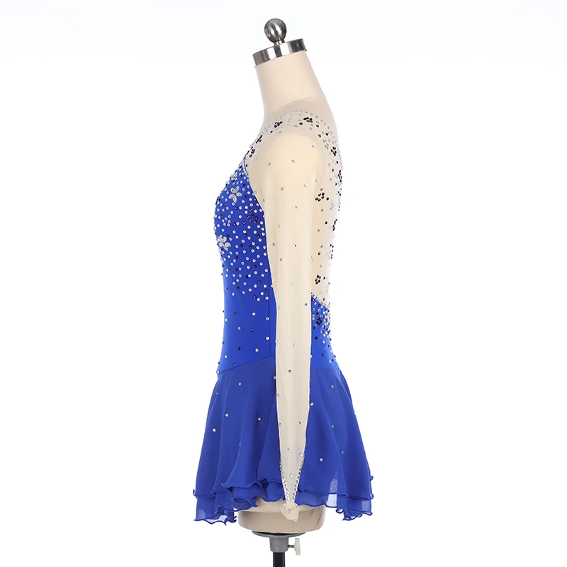 Nasinaya Figure Skating Dress Costume Competition Ice Skating Skirt for Girl Women Kids Gymnastics Performance Rhinestones