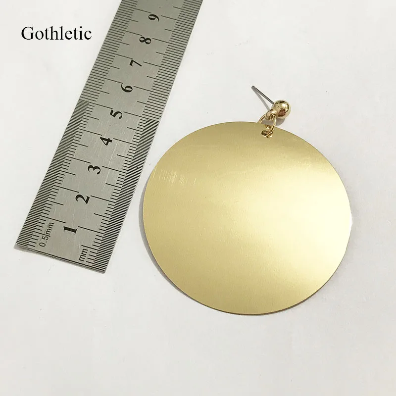 Gothletic Metallic Gold Color 60MM Big Plastic Sequin Disc Drop Earrings for Women Brincos Fashion Jewelry 2019 NEW