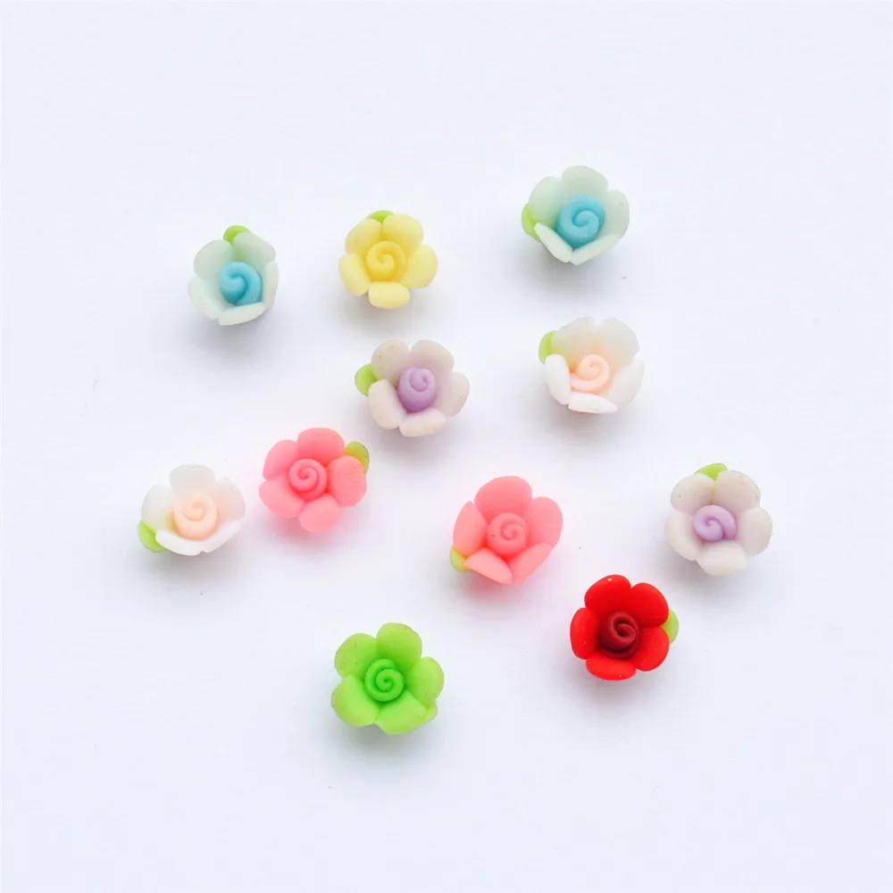 New Wholesales Clay Soft Ceramic Fimo Flower Beads For Clothes Hair Jewelry Craft Phone Case Decoration Artesanato Material