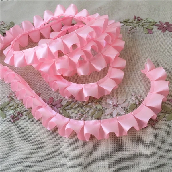 10 Yard/Lot 2,5 CM Breite Satin Plissee Band Falten Spitze Trim DIY Rock Manschetten Handwerk Puppe Kleidung Nähen zubehör – Detail 17