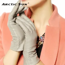 Women Gloves Thermal Soft Lined Winter Genuine Leather Glove Wrist Solid Fashion Dressing Lambskin Free Shipping L013NC