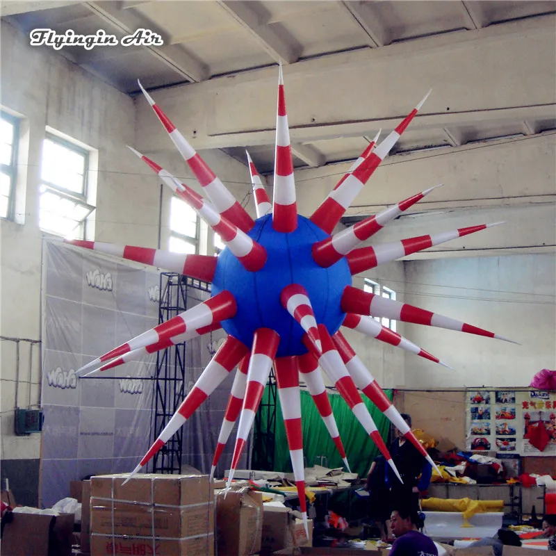 Customized Personalized Lighting Inflatable Thorn Balloon 2m/3m Diameter Hanging Simulation Sea Urchin For Party Decoration