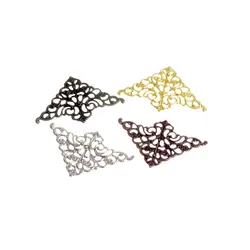 Retail 20PCS 4Color Metal Filigree Wraps Connectors Crafts Gift Decoration DIY Findings 5x3.2cm
