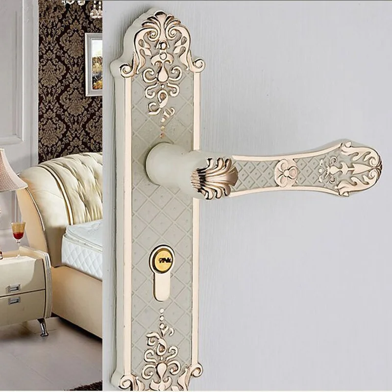 

The door Indoor handle locks European indoor bedroom lock ivory white wood door pulls locks Furniture hardware mute handle locks