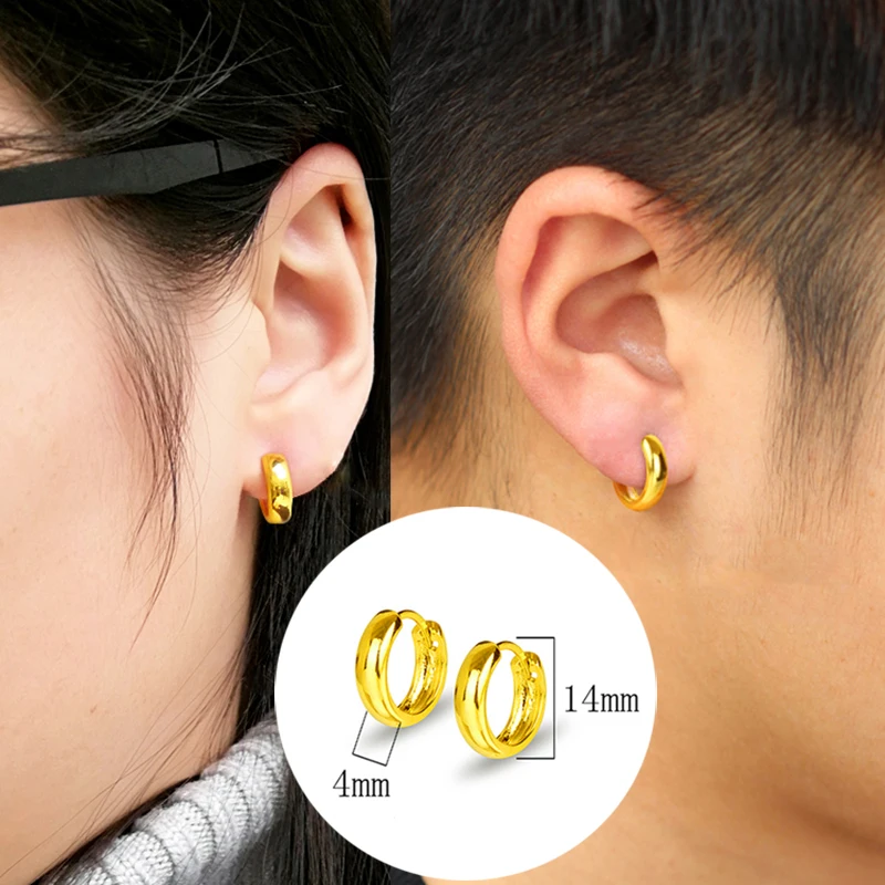 Round Smooth Huggies Hoop Earrings Gold Color Simple Style Ears Circle Charm Classic Earrings fashion For Women men jewelry