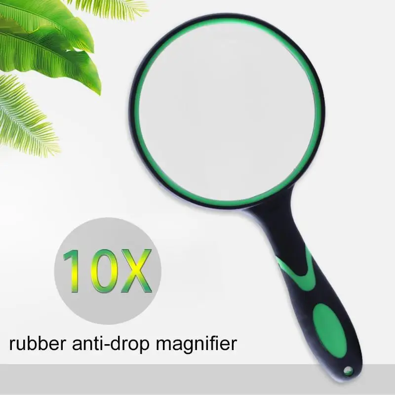 Portable 10X Magnifying Glass 60/70/80/90mm Handheld Magnifier Antique Mahogany Handle Magnifier For Reading Book Loupe Glass