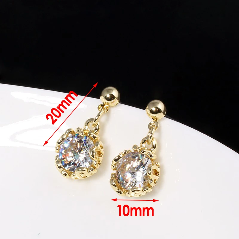 White Gold-color AAA CZ Stud Earring for Women Fashion Elegant Love Bridal Jewerly Wholesale