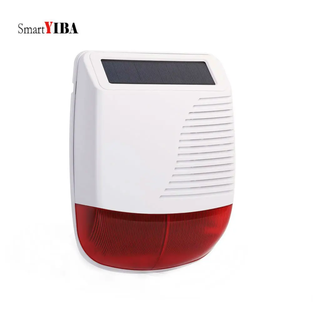 

SmartYIBA Outdoor Solar Siren Rainproof Alarm Siren Solar Powered Strobe Siren 433mhz Wireless Waterproof Strobe&Flash Siren