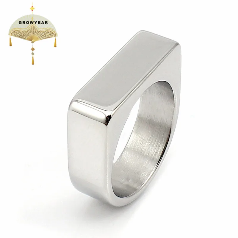 Rings Blank Stainless Steel Mens Signet Rings Silver Color Size 8 9 10 11 not including extra logo cost for 1pcs