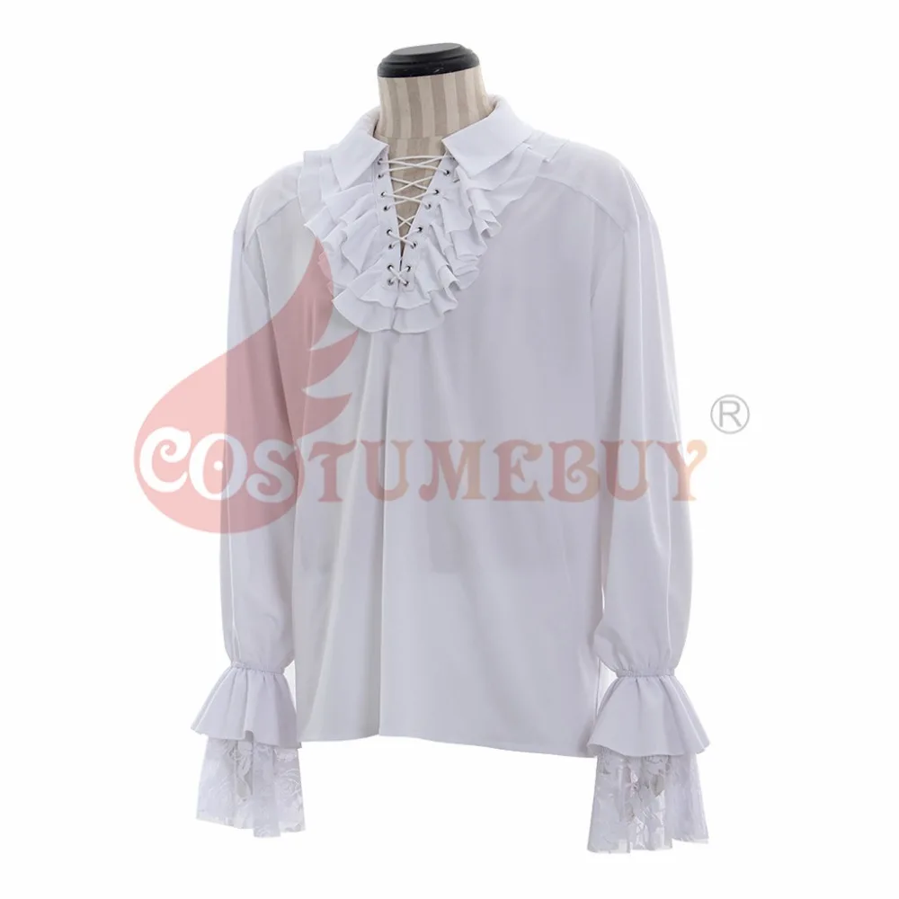 Costumebuy Middeleeuwse Shirt Vintage Mannen Renaissance Schotse Dichter Vampire Colonial Jabot Blouse Lange Mouw Piraat Custom Made