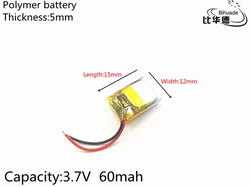 5 sztuk/partia 3.7V 60mAh 501215 litowo-polimerowy li-po li-ion akumulator komórki do Mp3 MP4 MP5 zabawki mobilne bluetooth