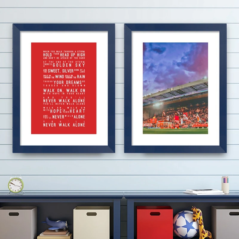 Anfield Stadium Liverpool Art Print Wall Art Picture Poster ,You\'ll Never Walk Alone Lyrics Art Canvas Painting Home Decor
