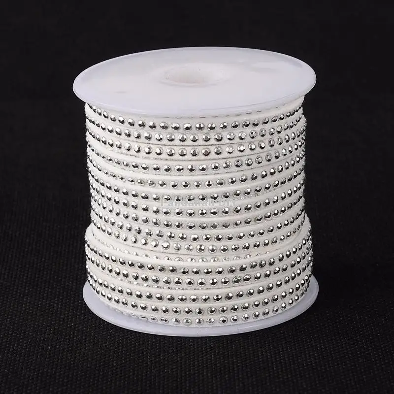 3x2mm Faux Suede Cord with Silver Aluminum Cabochons Jewelry Findings for Jewelry Making DIY about 20yards/roll