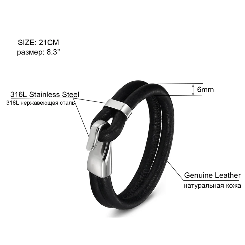 XQNI Genuine Leather Stainless Steel Bracelet For Women Bracelets & Bangles Female Leather Bracelet ladies Charm Toggle-clasps