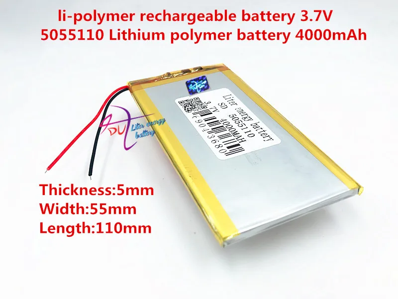 3.7 V lithium polymer battery 4000 mah large-capacity PDA tablet PC MID 5055110