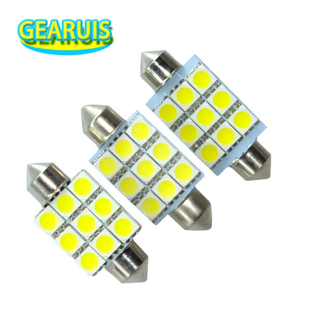 

20pcs Festoon C5W 31mm 36mm 39mm 41mm Dome lights 9 SMD 5050 LED Festoon Dome Auto Reading Light License plate light White 12V