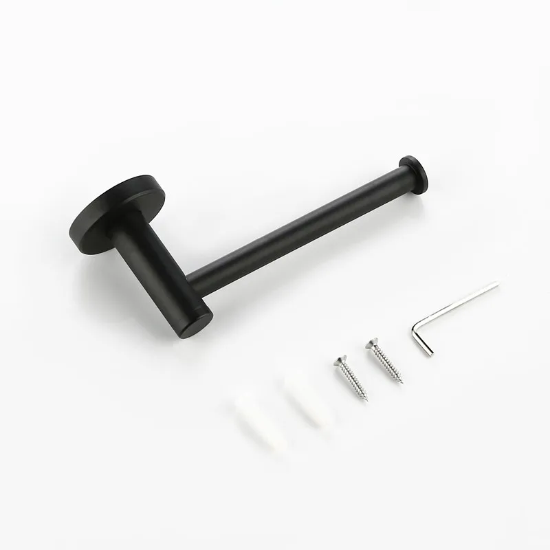 High Quality SUS304 Stainless Steel Matte Black Round Bathroom Toilet Paper Holder