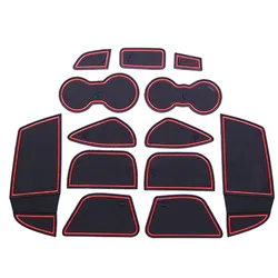 13Pcs/set Car Interior Cup Mat Door Gate Slot Pad Storage Box Mat Stickers For Ford Focus 3 2012 2013 2014 LHD With Logo