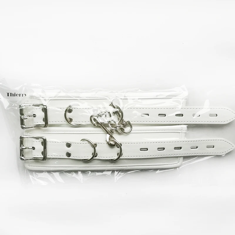 Thierry Luxury Soft white Bondage Restraints Handcuffs Collar Wrist Ankle Cuffs for Fetish Erotic Adult Games Couple Sex Product