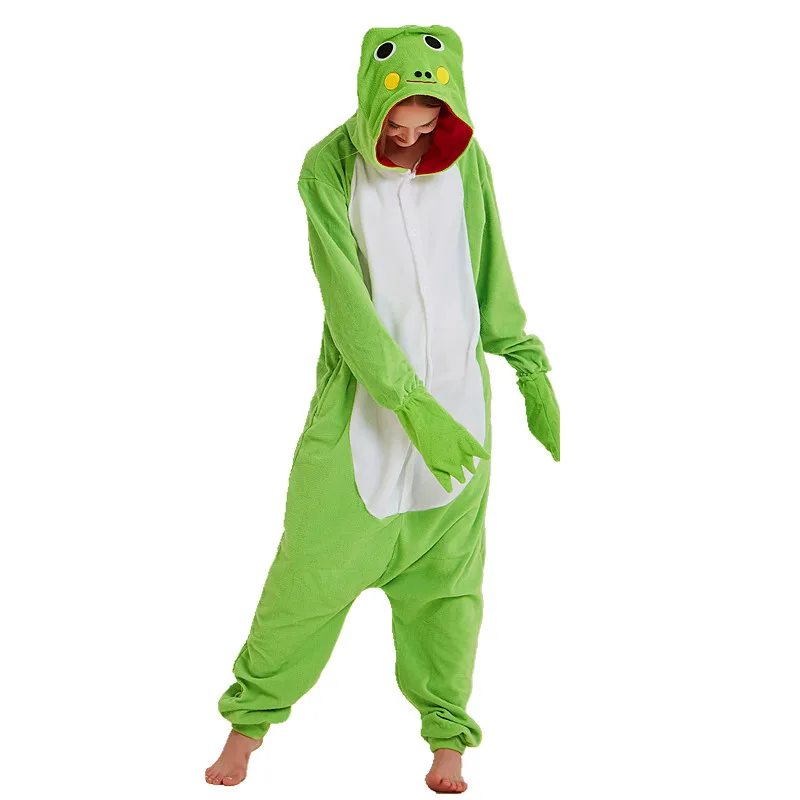 

Adult's Frog Kigurumi Cartoon Animal Onesies Pajama Women's and Men's Halloween Carnival Masquerade Party Jumpsuit