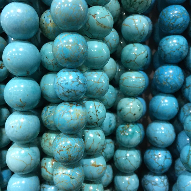 

Factory Price Turquoise Original Natural Stone Genuine Gemstone Round Loose Bead 16" Strand 4 6 8 10 12MM For Jewelry Making DIY