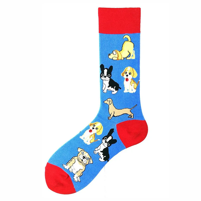 1 paio di calzini da uomo in cotone pettinato Harajuku Colorful Cartoon Cute Funny Kawaii Dog Cat Avocado Socks For Christmas Gift