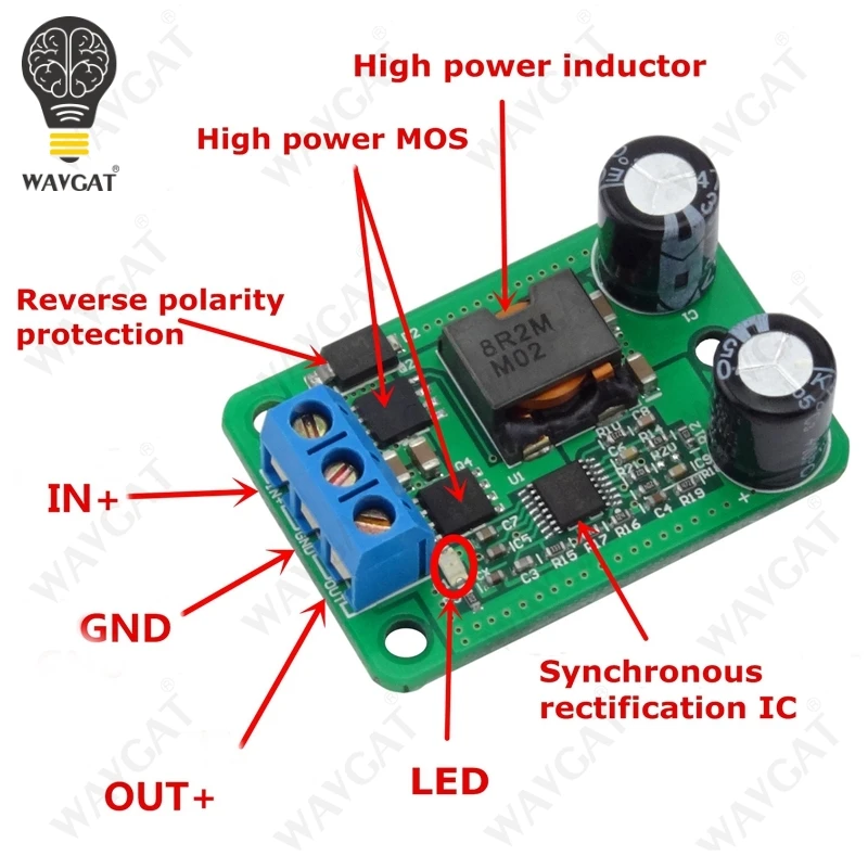 24V/12V To 5V/5A 25W DC-DC Buck Step Down Power Supply Module Synchronous Rectification Power Converter