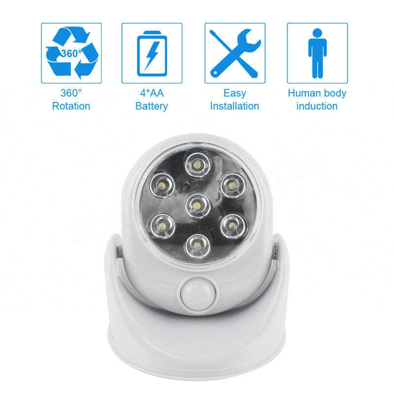 Wireless Infrared Motion Activated Sensor Light Lamp 360 Degree Rotation Motion Wall Lamps toilet night light Outdoor Lights