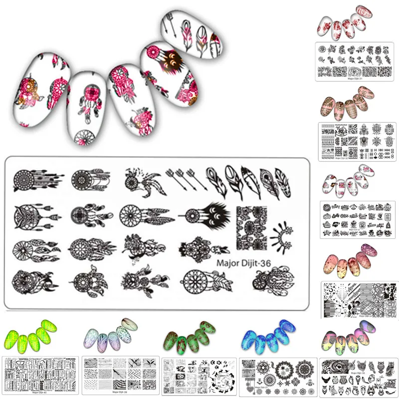 

Major Dijit Rectangle Nail Stamping Plates Set 3D Flower Animal Pattern Nail Art Stamp Stamping Template Image Plate Stencil