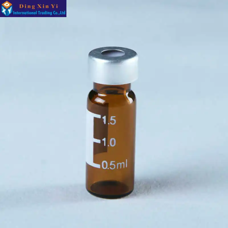 

100pcs/lot 1.5/2ml autosampler headspace vials HPLC Brown Top jaw chromatographic bottle, Suitable for Agilent Waters Varian