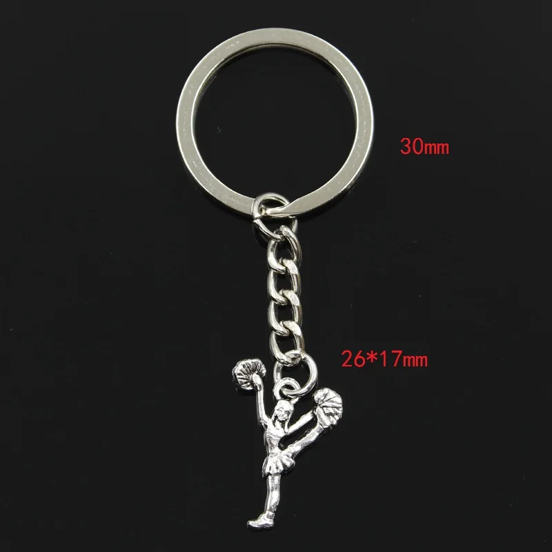 New Fashion Keychain 26x17mm Cheerleaders Cheering Dance Pendants DIY Men Jewelry Car Key Chain Ring Holder Souvenir For Gift