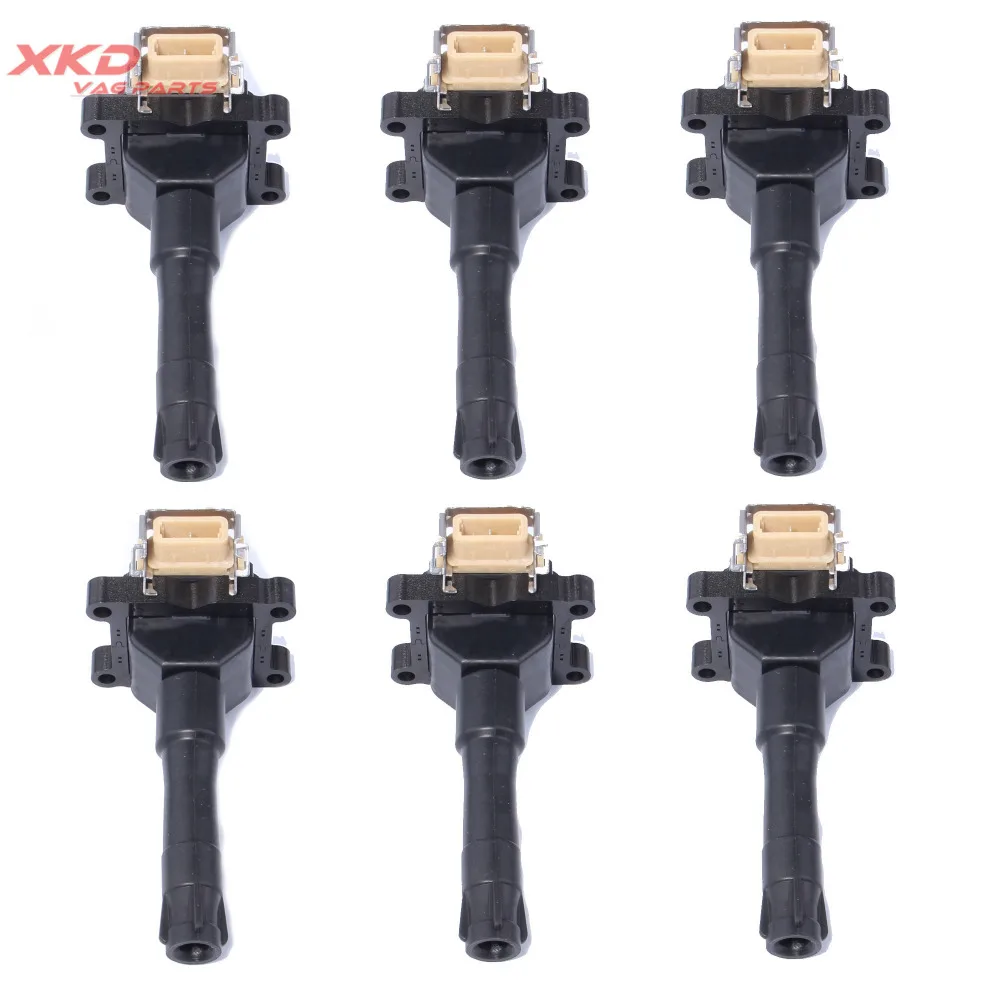 6Pcs Ignition Coil Set Fit For BMW 318i 91-93 E30 E32 E34 E36 M3 S50 E38 M42 M50 M60 0221504410   ( Length  165mm)