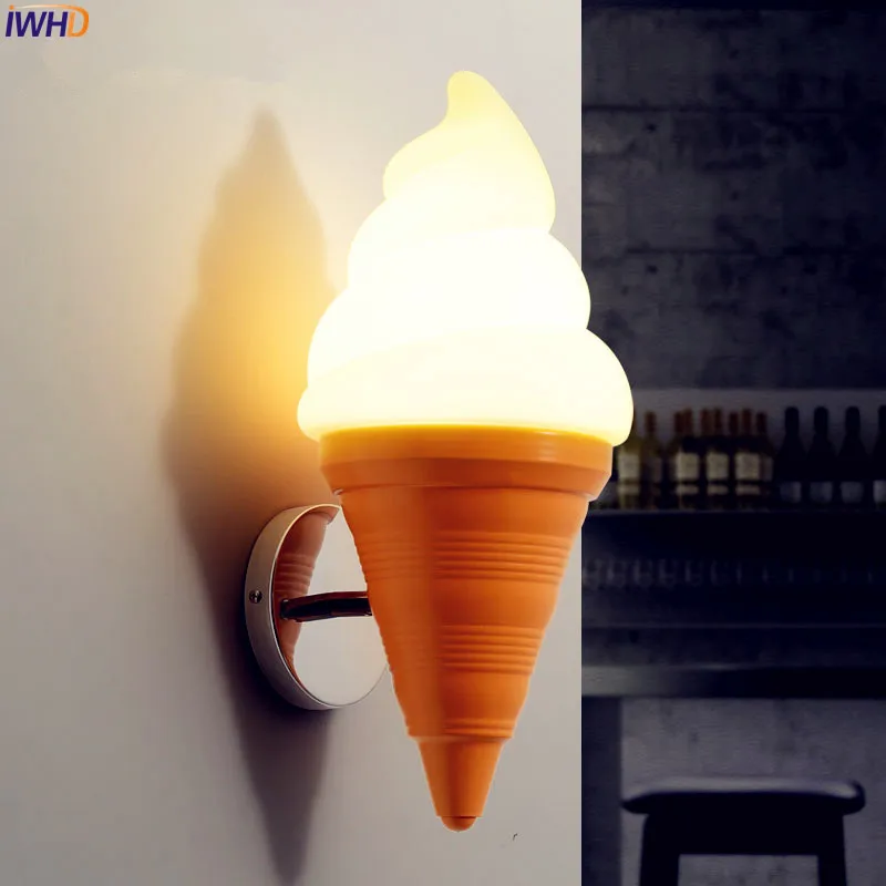 

IWHD Ice Cream Modern Wall Lamp Carton Children Room Bar LED Wall Light Sconce Fixtures Arandelas Lampara Pared