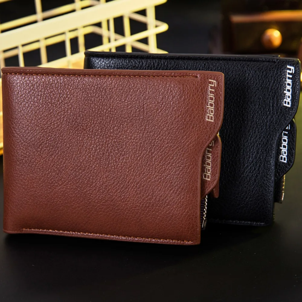 RFID Theft Protect Coin Bag Zipper Men Wallets Purses PU Leather Wallets for Men with RFID Blocking Purse Coin Purse