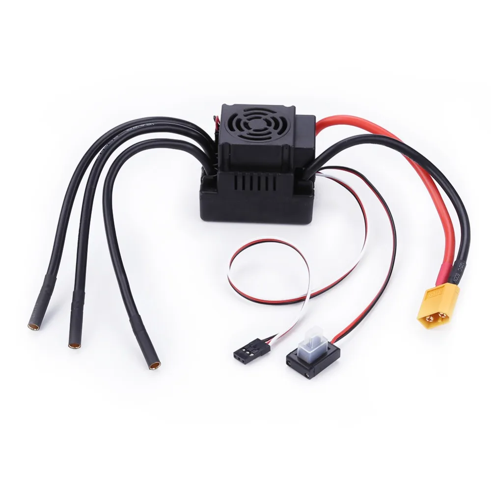 ESC Sans Balais 120A Avec Prise T Mâle, Compatible 1/10 1/12 Voiture Et Bateau RC - Résistant à L'eau Et Facile à Installer
