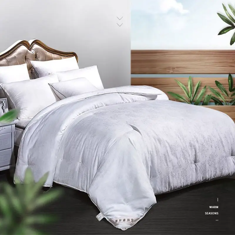 Exquisite Handmade Silk Comforter Natural 100%Silk Filler Quilt Winter Silk Blankets Satin Jacquard Cotton Cover Accept Custom