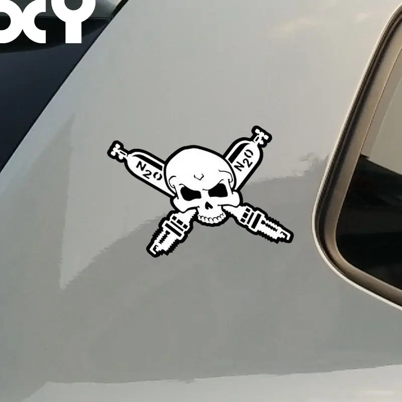 Car styling Reflective Type car stickers High Quality motorcycle Stickers Decals Skull spark plug Waterproof Bumper Car Sticker