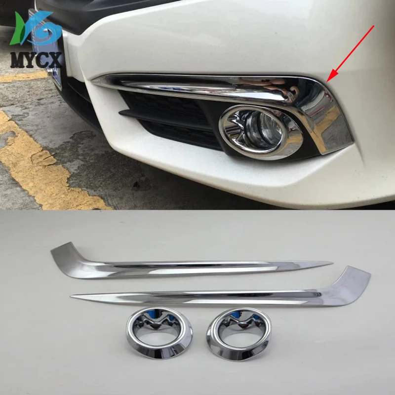 

For Honda Civic 2016 2017 2018 ABS Front Fog Lamp Light Eyebrow Eyelid + Ring Cover Trim 4Pcs / High Quality