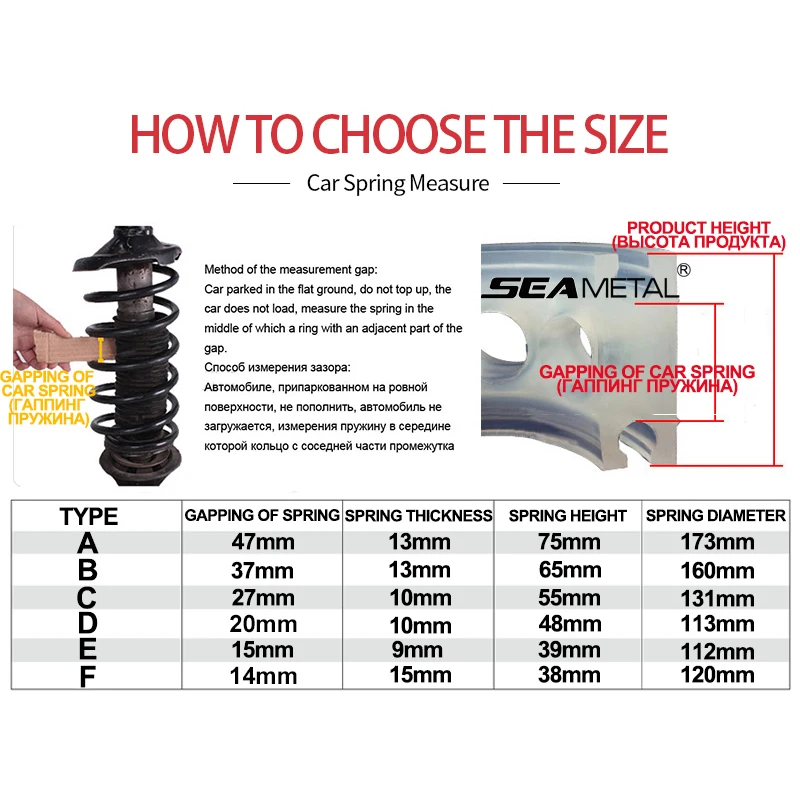 SEAMETAL Car Buffer Shock Absorber Spring Bumper Cover Rubber Protect Spring Gap Filling Buffer Universal Car Suspension Cushion