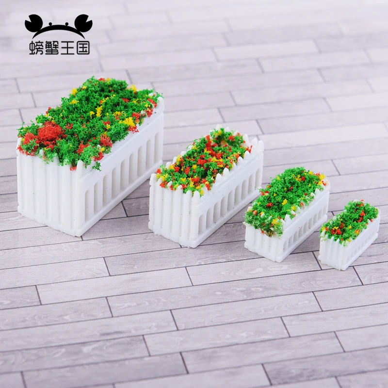 

12pcs 1:50 1:75 1:100 1:150 scale Flower Potted Plant Flowerbed Garden Scenery Railway Border Miniature Landscape Accessories