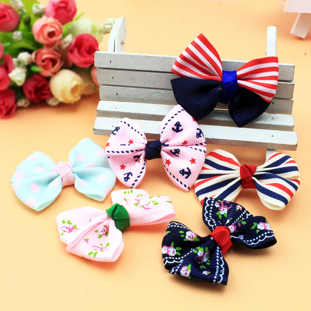 

100pcs Pet accessories handmade cloth bowknot Korean Dog accessories wholesale pet hairpin