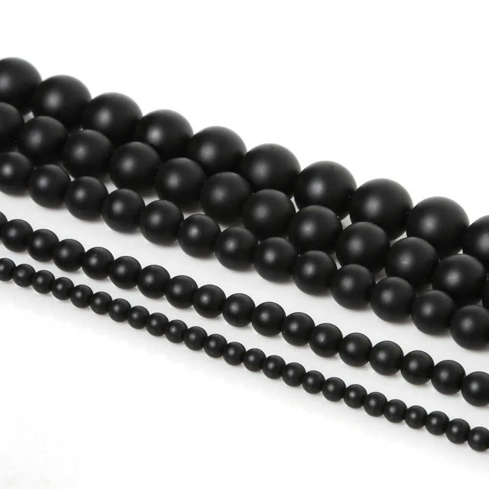 

4/6/8/10mm 38mm Black beads Dull Polish Matte Onyx Agata Natural Stone Beads for Jewelry Making beading