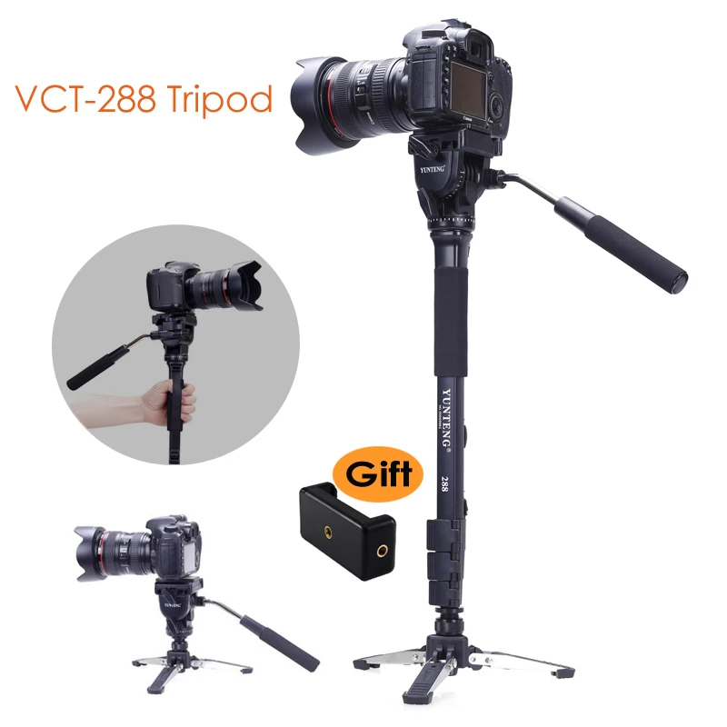 

Yunteng 288 Camera Monopod Tripod + Fluid Pan Head Ballhead + Unipod Holder Base Stand for Ditigal Camera DSLR Smartphone Clip