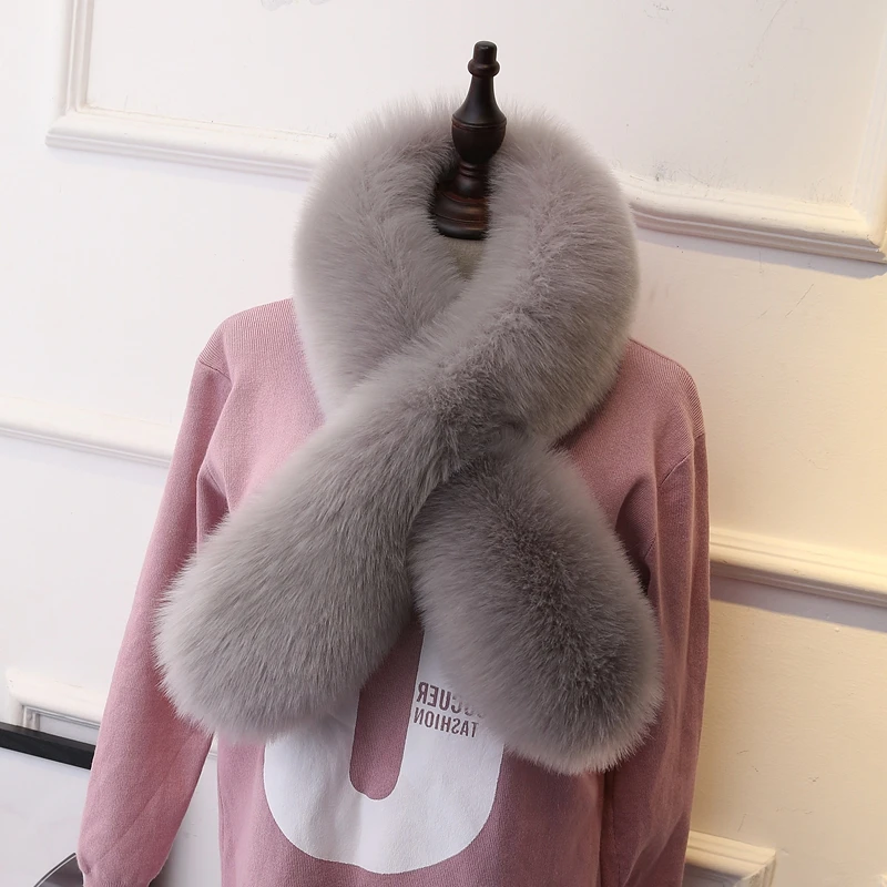 120*20CM quality faux fox fur scarf thick warm fake fur collar winter women muffler fur ring neck warmer coat decoaration scarf