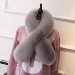 120*20CM quality faux fox fur scarf thick warm fake fur collar winter women muffler fur ring neck warmer coat decoaration scarf