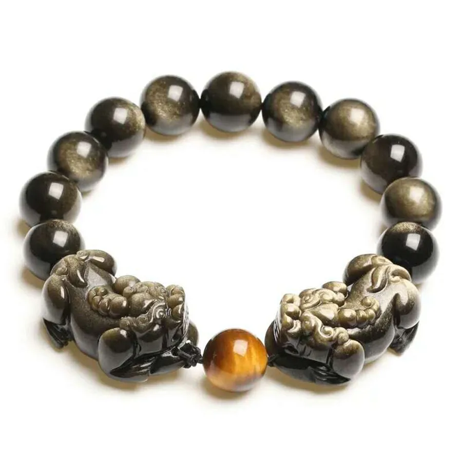 

Natural Gold Obsidian Bracelet For Woman Men Gift Beauty Crystal PiXiu/PiYao Beads Energy Stone Jewelry Strands AAAAA 10-16mm