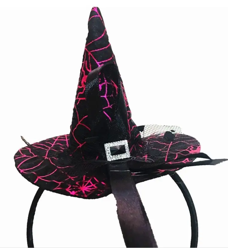 Mini witch hat headband cobweb dots veil cap Easter halloween fancy dress costume accessory Party headdress scary presents