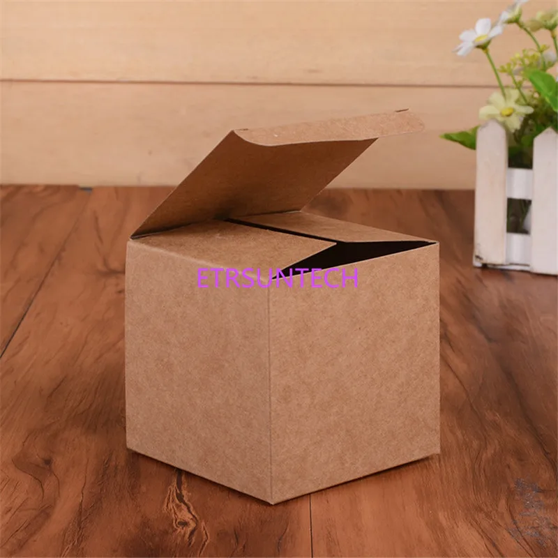 500pcs/lot Kraft Paper Candy Box Square Shape Wedding Favor Gift Party Supply Packaging Bag Wedding Candy Box