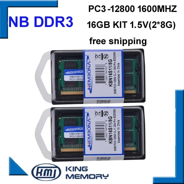 KEMBONA Fast Speed SODIMM Laptop ram DDR3 16GB(kit of 2pcs ddr3 8gb)1600MHZ PC3 12800S 1.5V 204pin ram Memory