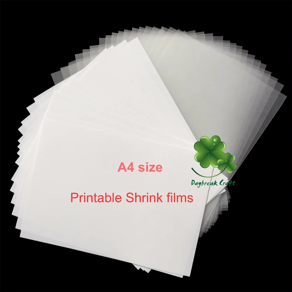 

A4 Printer Inkjet Shrinks Film Plastic Sheet DIY Creative Decorating Printable Shrink Films (Pack of 50)